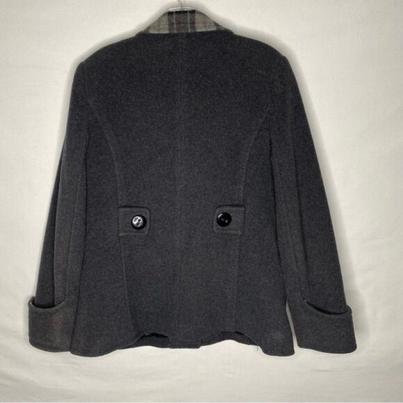 Marcona Wool Blend Coat Women’s M Charcoal Gray Y2K Classic Winter Plaid Collar - Picture 8 of 10